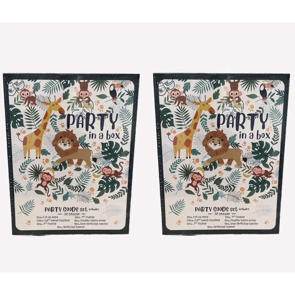 2 Birthday Party Decorations Monkey Jungle Zoo Safari Animal Theme Decor Banner